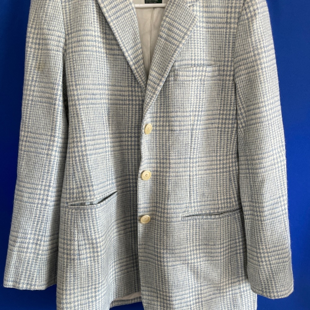 Light blue plaid wool Ralph Lauren blazer